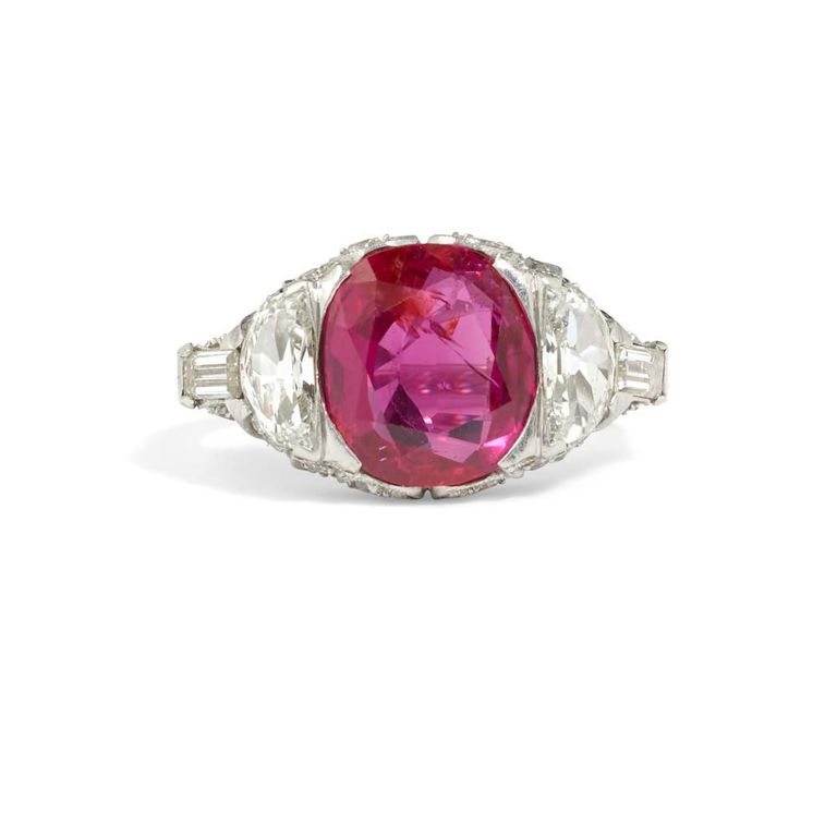 Platinum Ruby and Diamond Ring