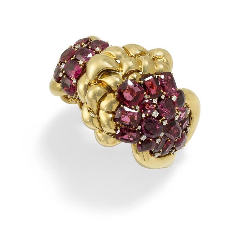 Rhodolite Garnet and Diamond Bracelet