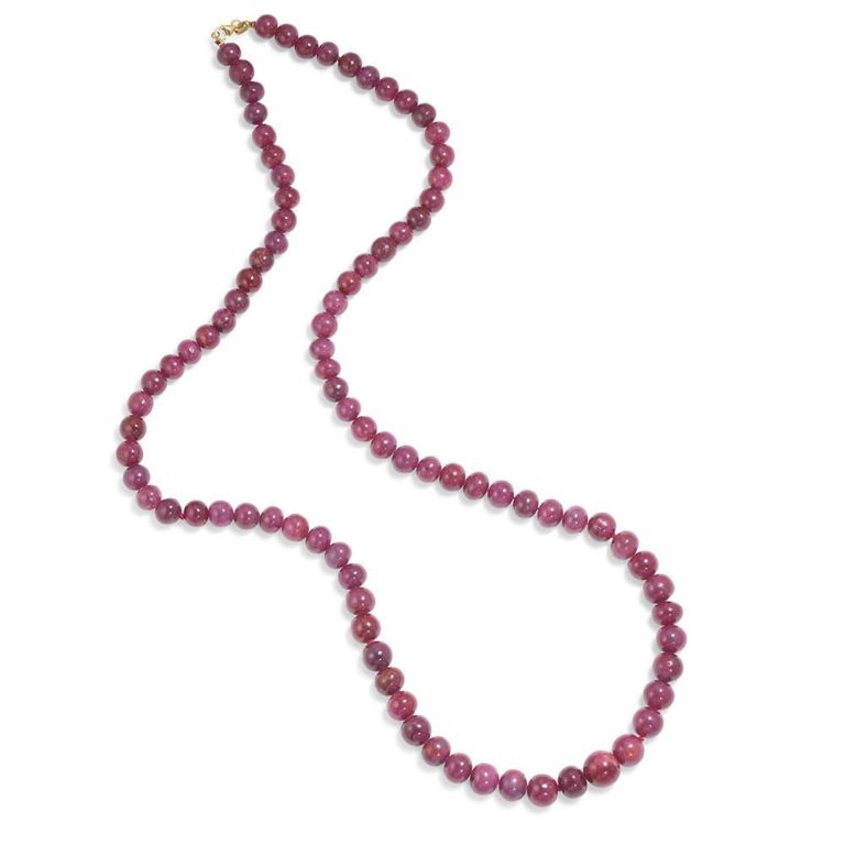 18k Gold Ruby Bead Necklace
