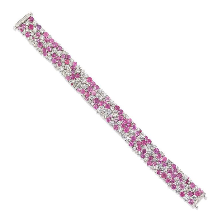 Platinum Pink Sapphire and Diamond Bracelet