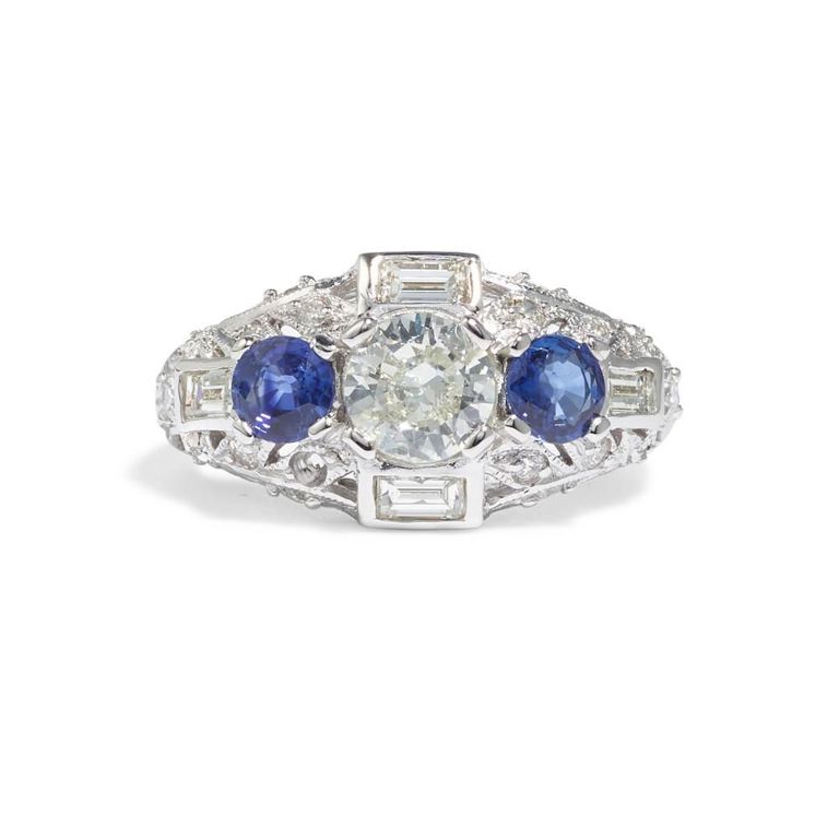 18k White Gold Sapphire and Diamond Ring