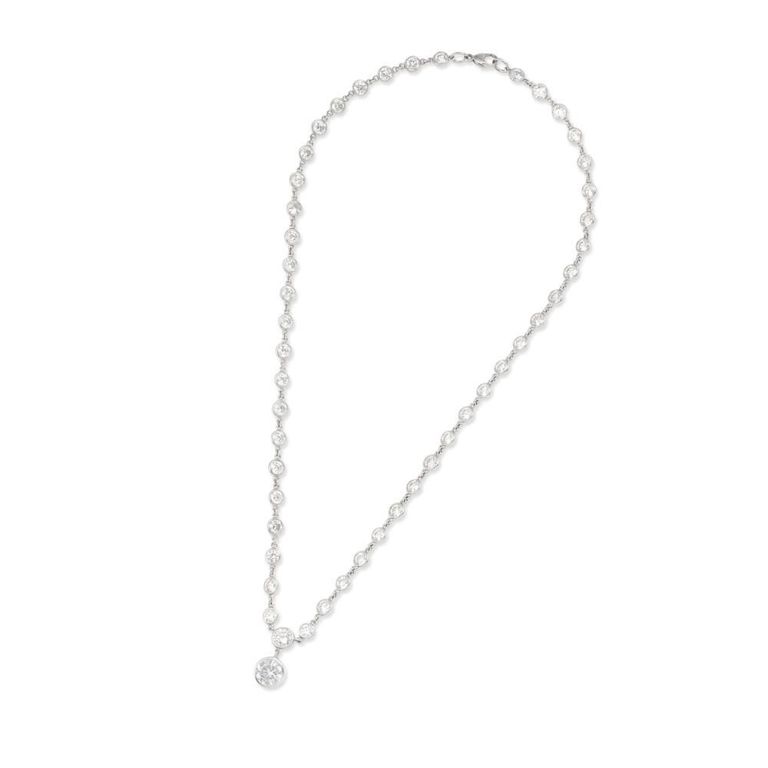 Platinum Diamond Drop Necklace
