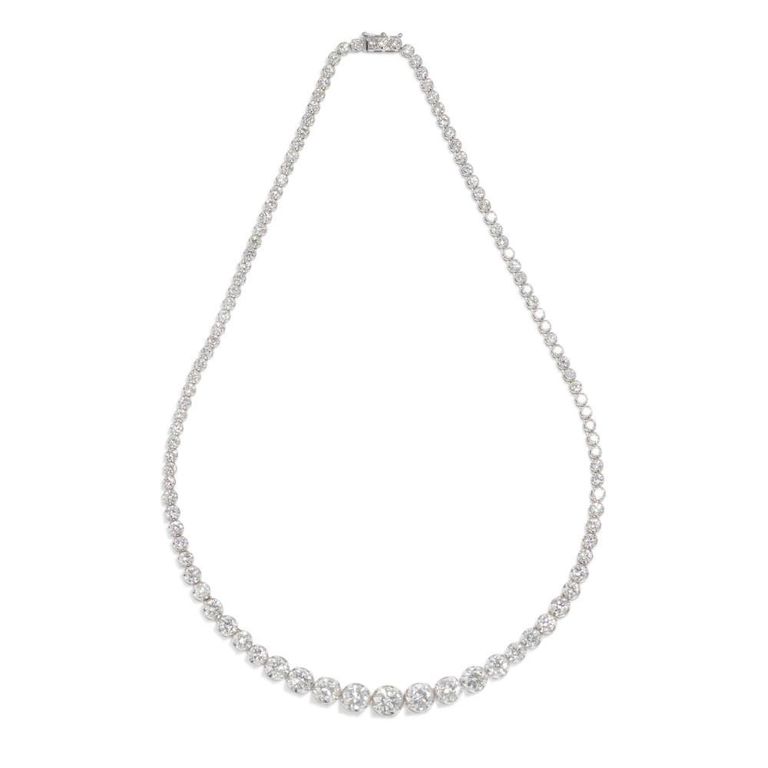 18k White Gold Diamond Line Necklace