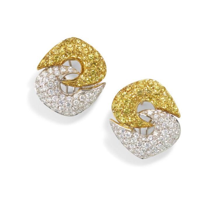 18k Bi-Color Gold Gem-Set Earrings