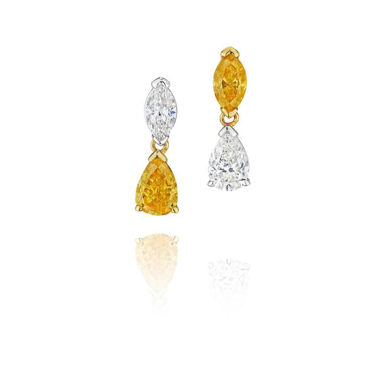 18k Bi-Color Gold Gem-Set Diamond Earrings