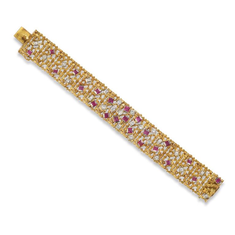 18k Bi-Color Gold Ruby and Diamond Bracelet
