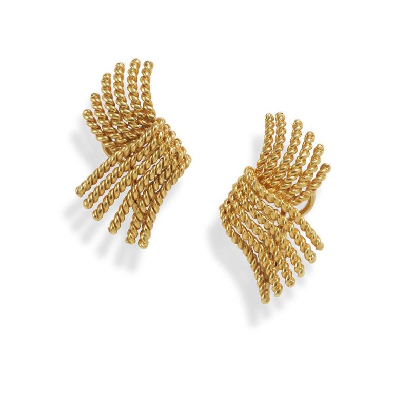 18k Gold "V-Rope" Earclips