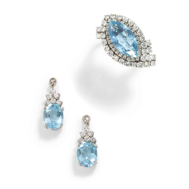 Aquamarine and Diamond Set