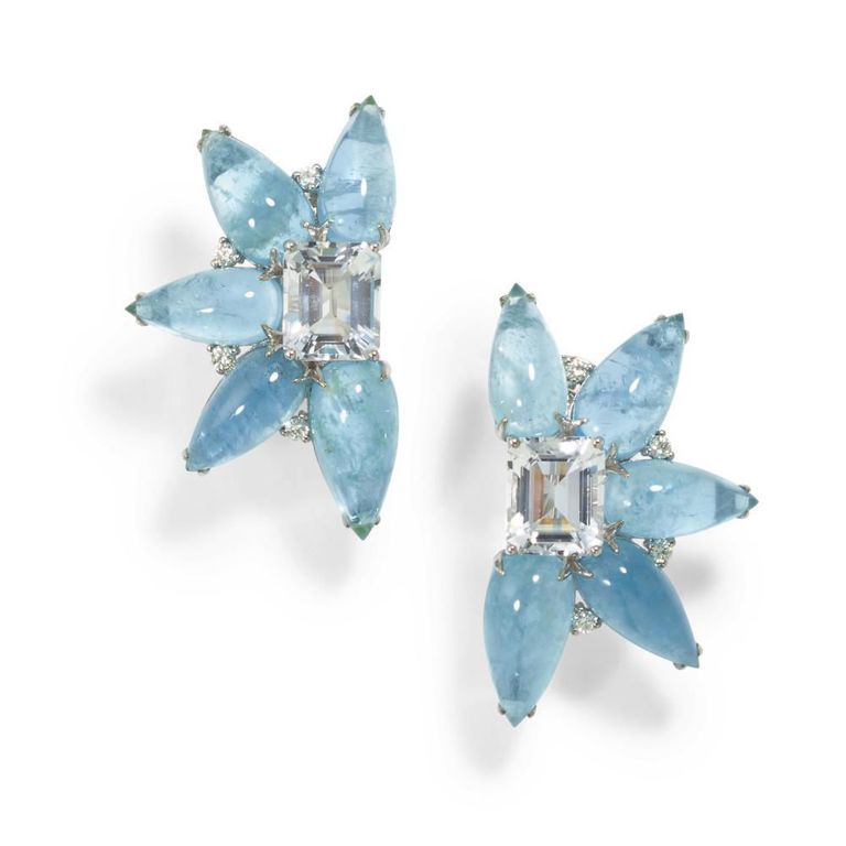 Goshenite and Aquamarine Earclips