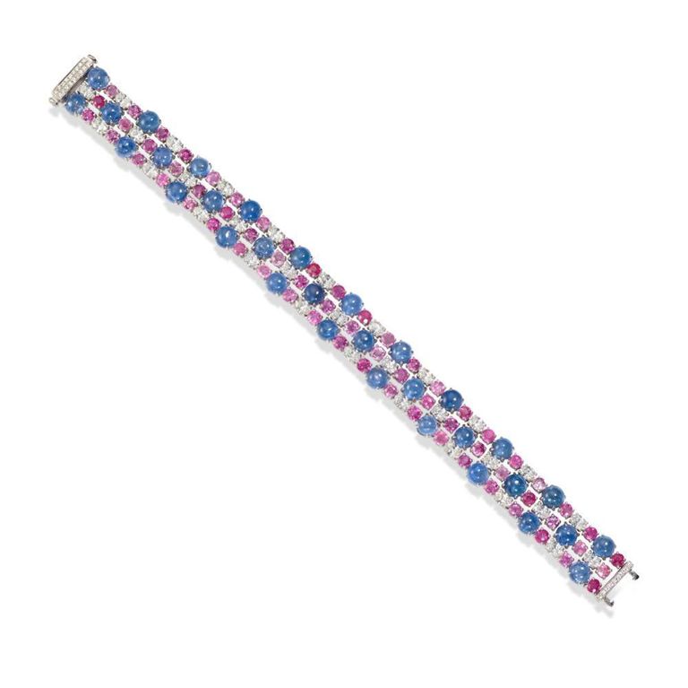 Sapphire, Pink Sapphire and Diamond Bracelet