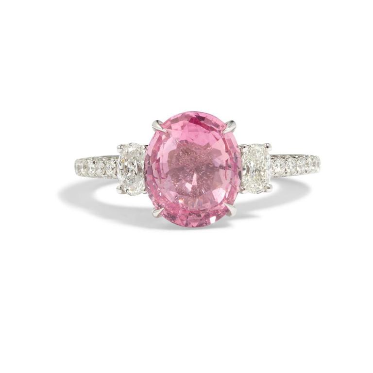 Padparadscha Sapphire and Diamond Ring