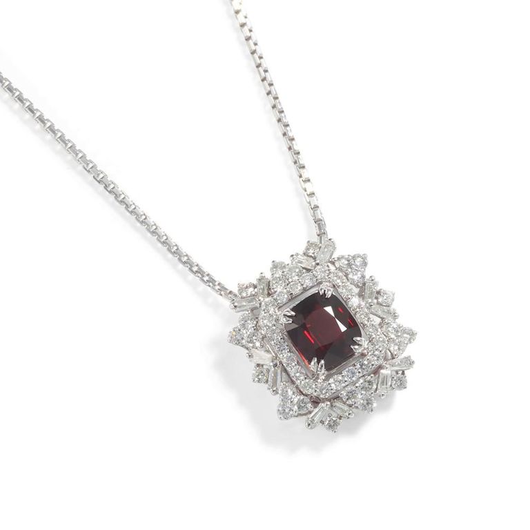 Spinel and Diamond Pendant Necklace