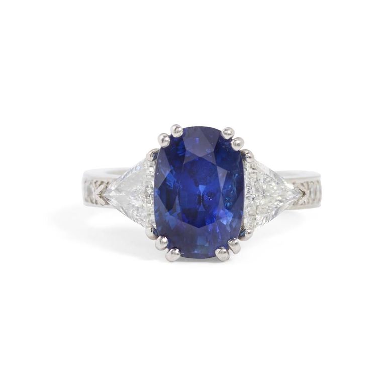 Platinum Sapphire and Diamond Ring