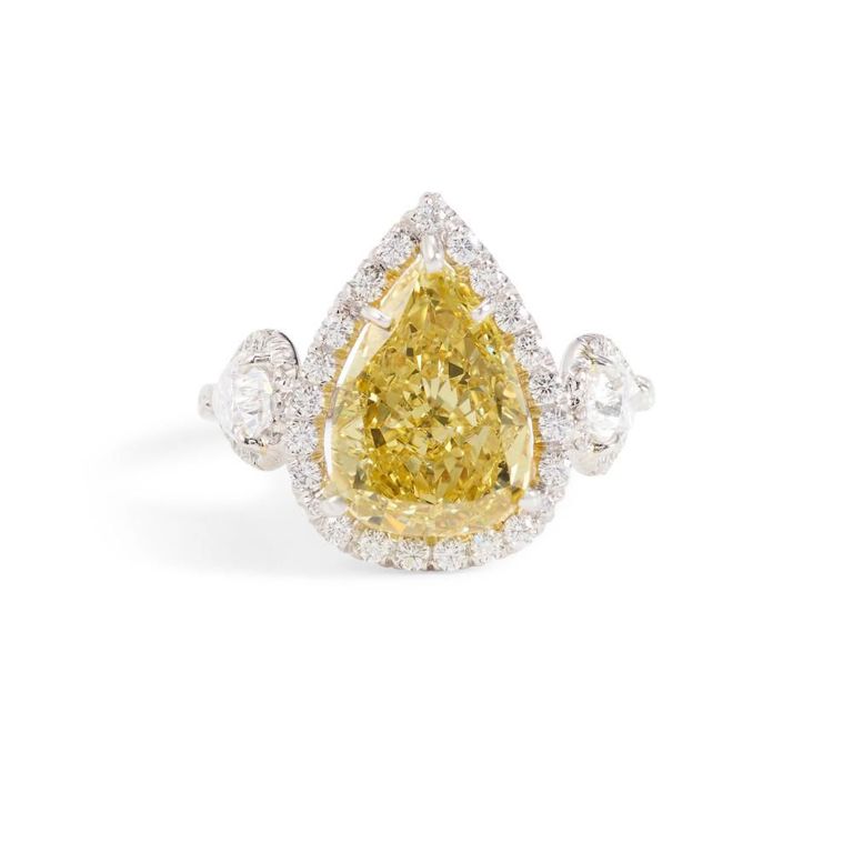 Platinum Fancy Intense Yellow Diamond Ring