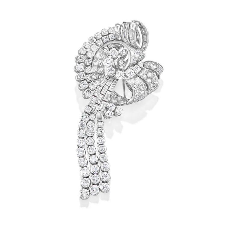 Platinum Diamond Brooch Clip