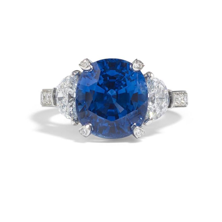 Platinum Sapphire and Diamond Ring