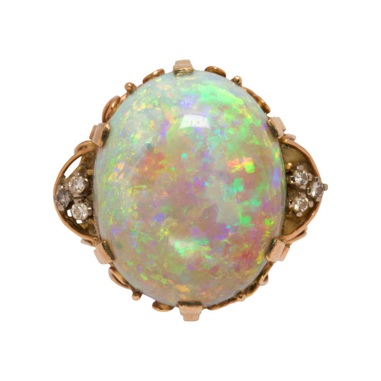 10k Gold Opal and Diamond Ring