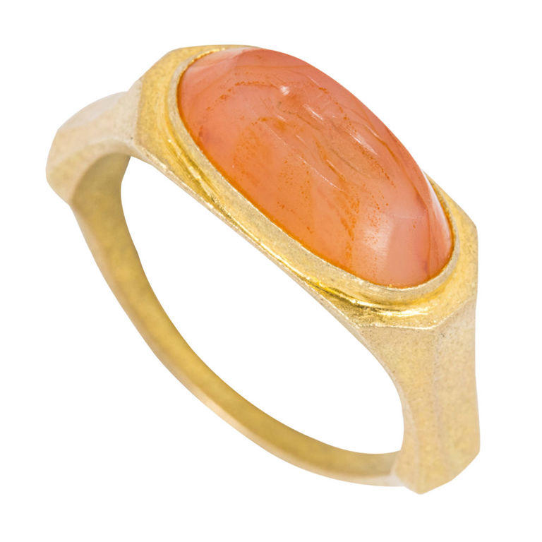 High Karat Gold Carnelian Intaglio Ring