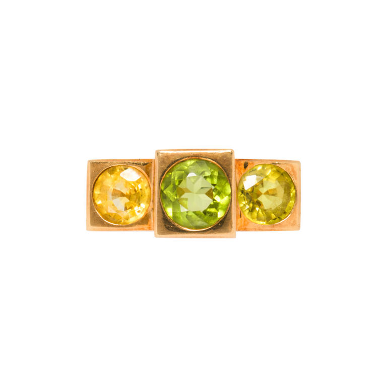 18k Gold Peridot and Citrine Ring