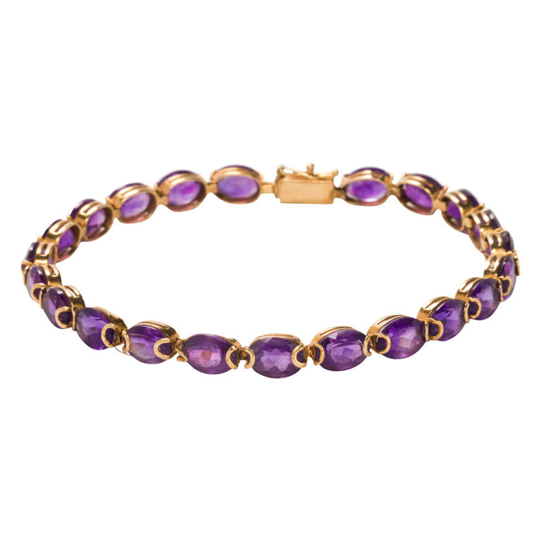 14k Gold Amethyst Bracelet