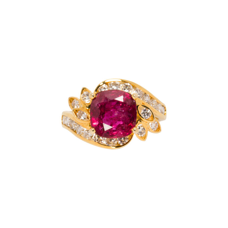 14k Gold Ruby and Diamond Ring