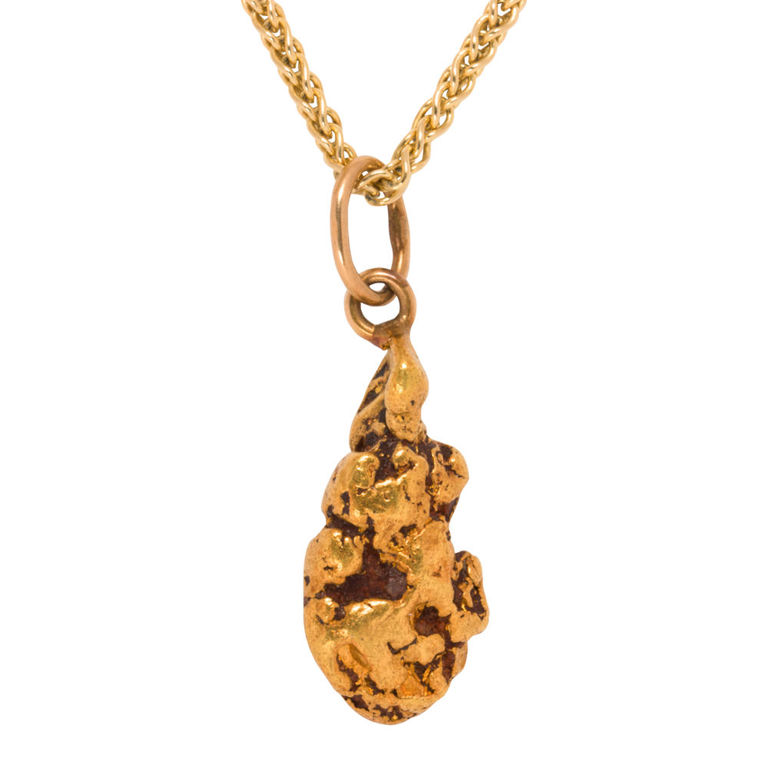 14k Gold Nugget Pendant Necklace