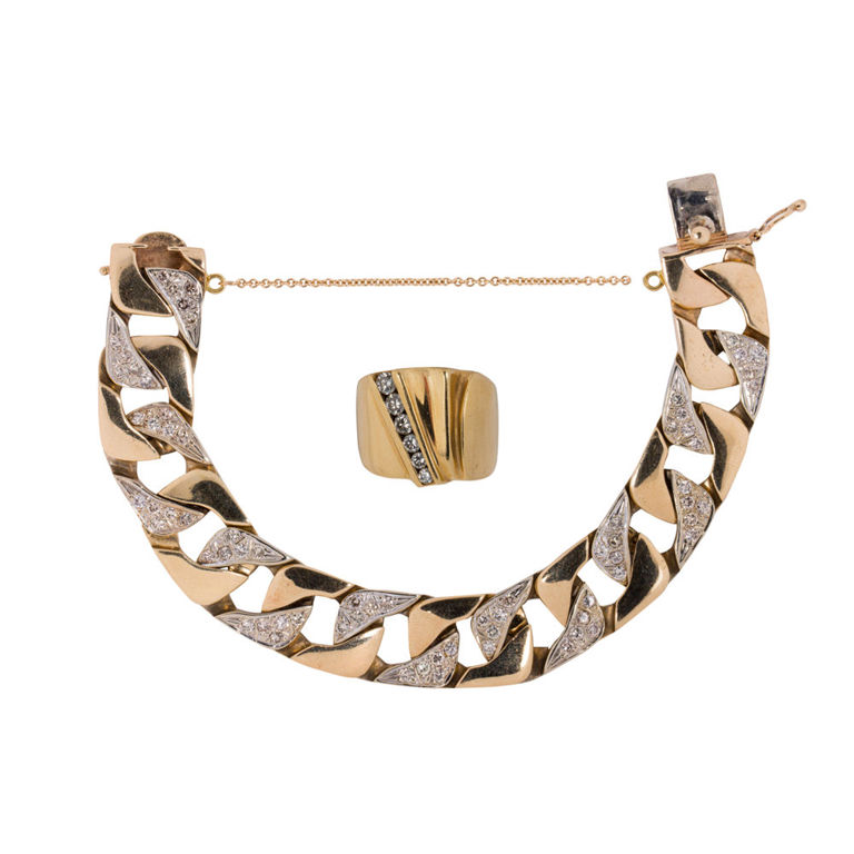 14k Gold Diamond Bracelet and Ring