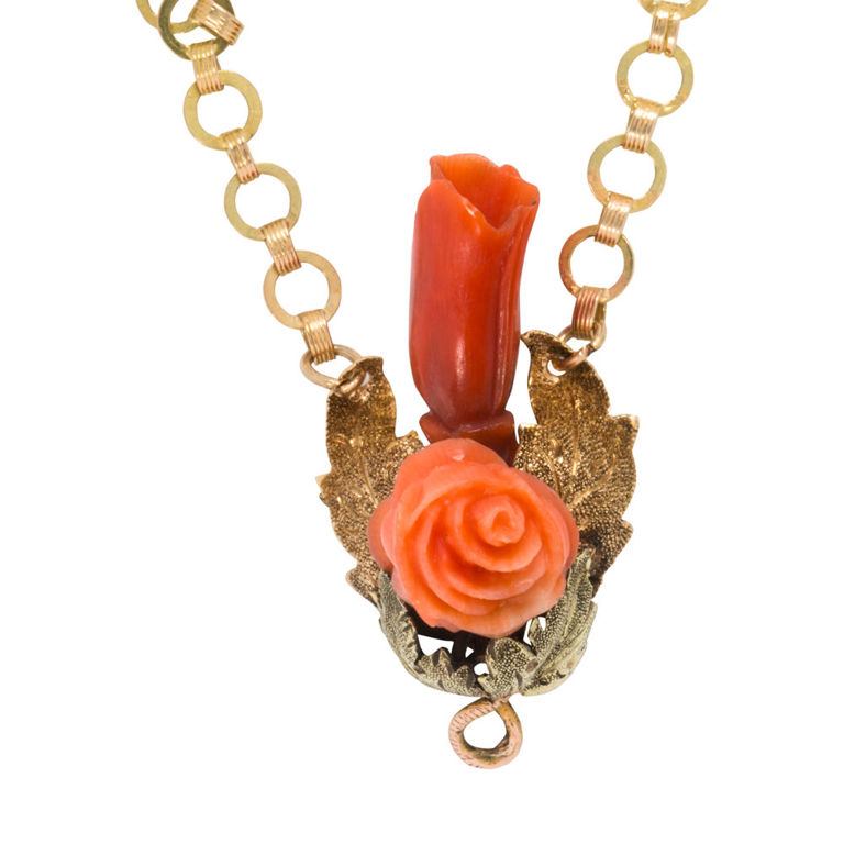 14k Gold Coral Necklace