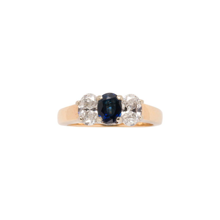 14k Gold Sapphire and Diamond Ring