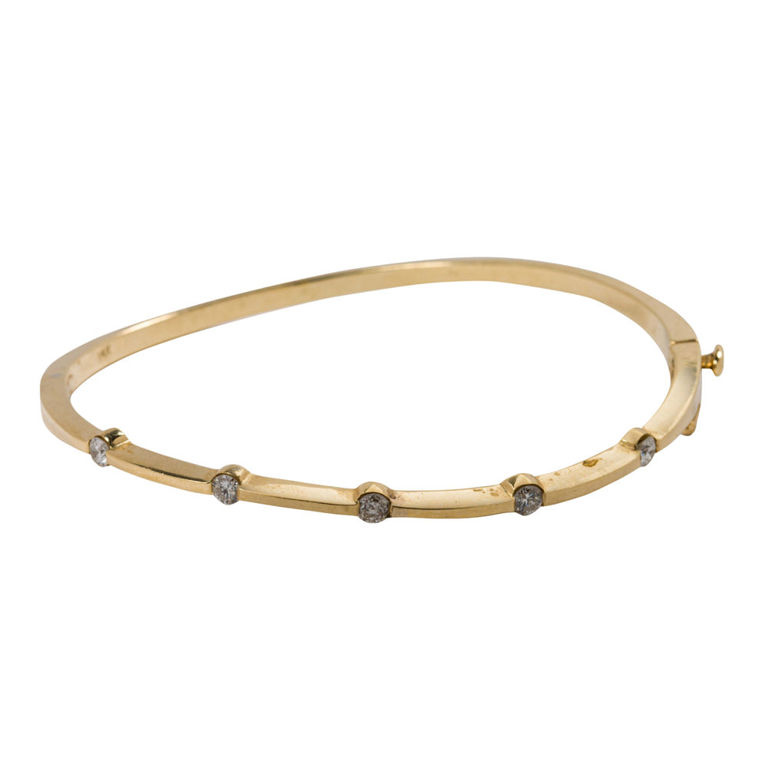 14k Gold Diamond Bangle Bracelet