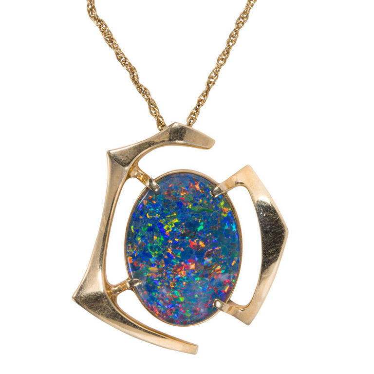 14k Gold Opal Necklace