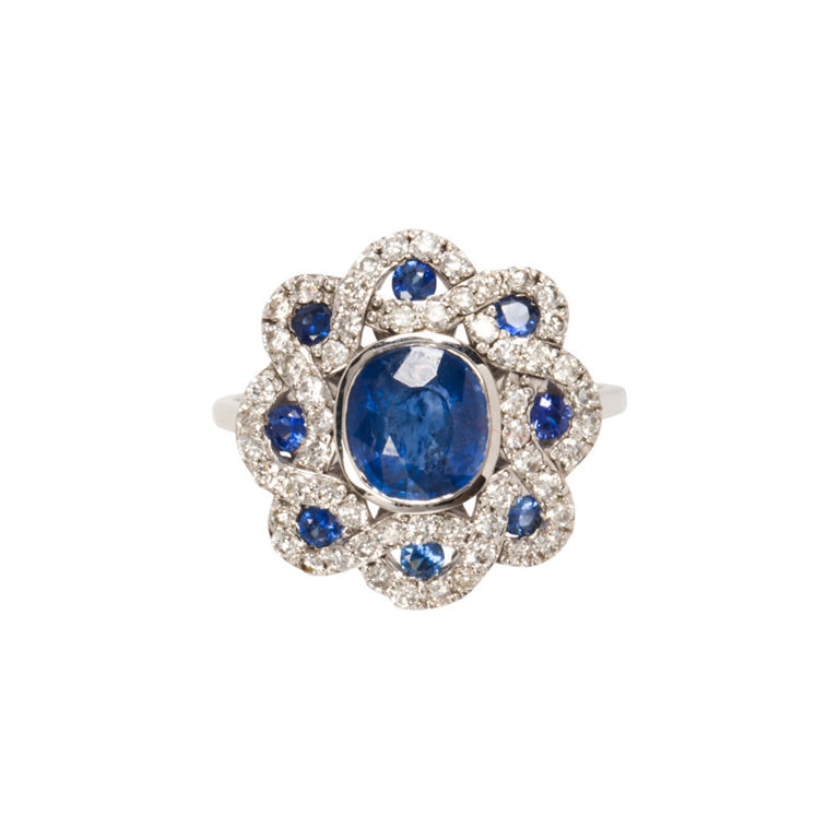 14k Gold Sapphire and Diamond Ring