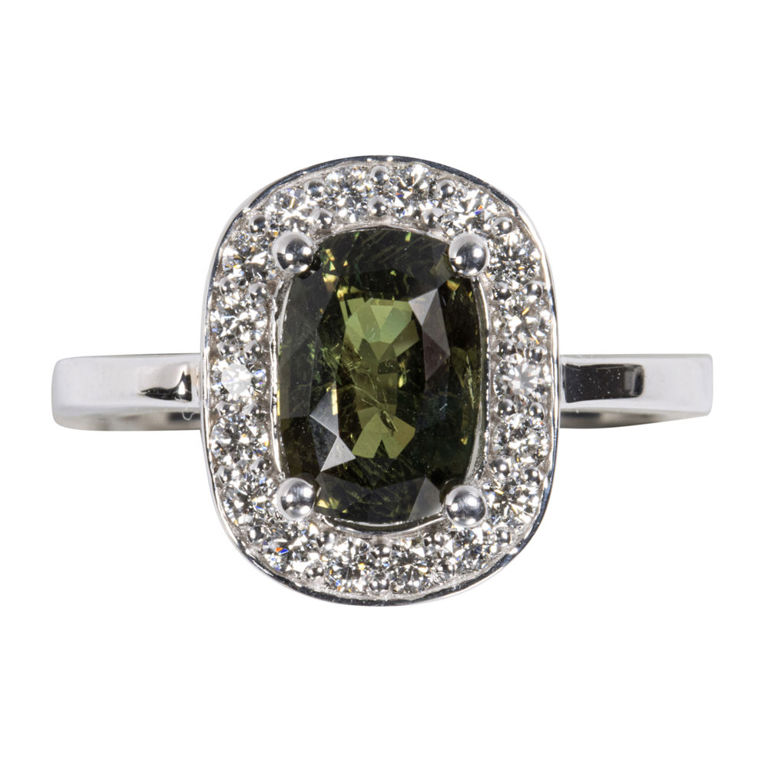 18k White Gold Alexandrite and Diamond Ring