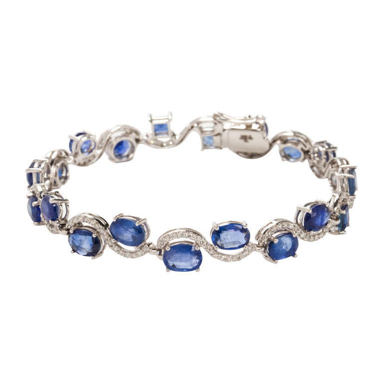 14k Gold Sapphire and Diamond Bracelet