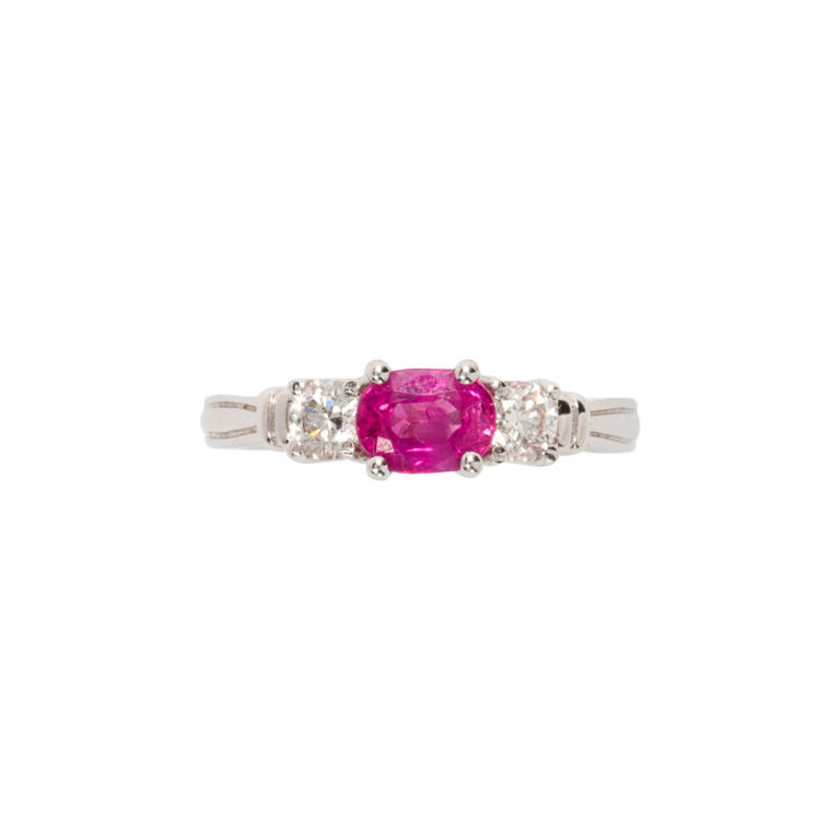 14k White Gold Ruby and Diamond Ring