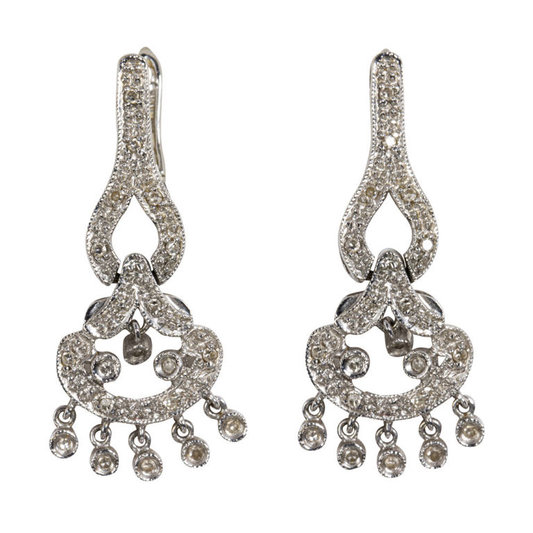 14k White Gold Diamond Earrings