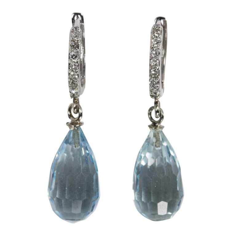 18k White Gold Aquamarine and Diamond Earrings