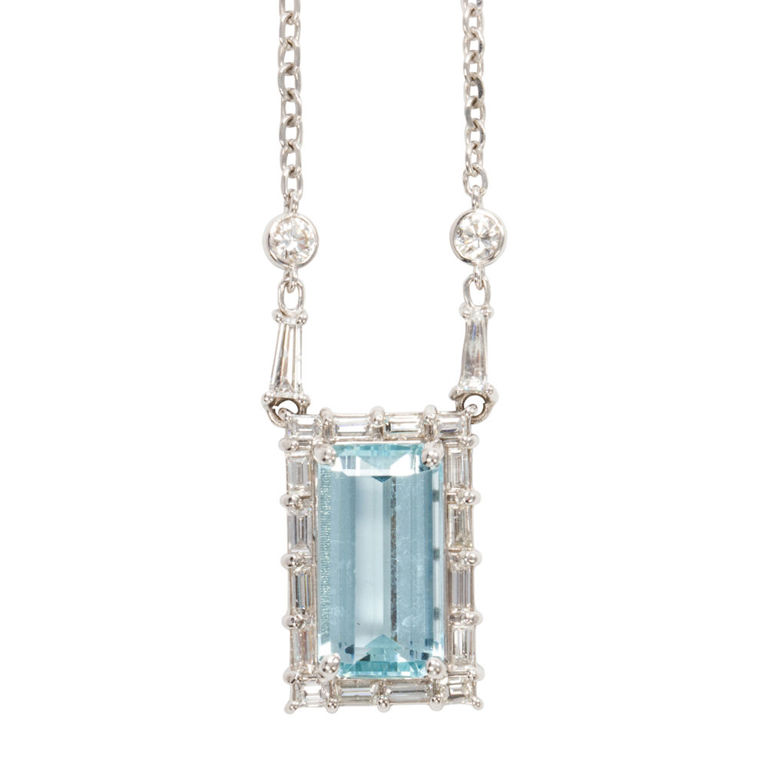 Aquamarine and Diamond Necklace