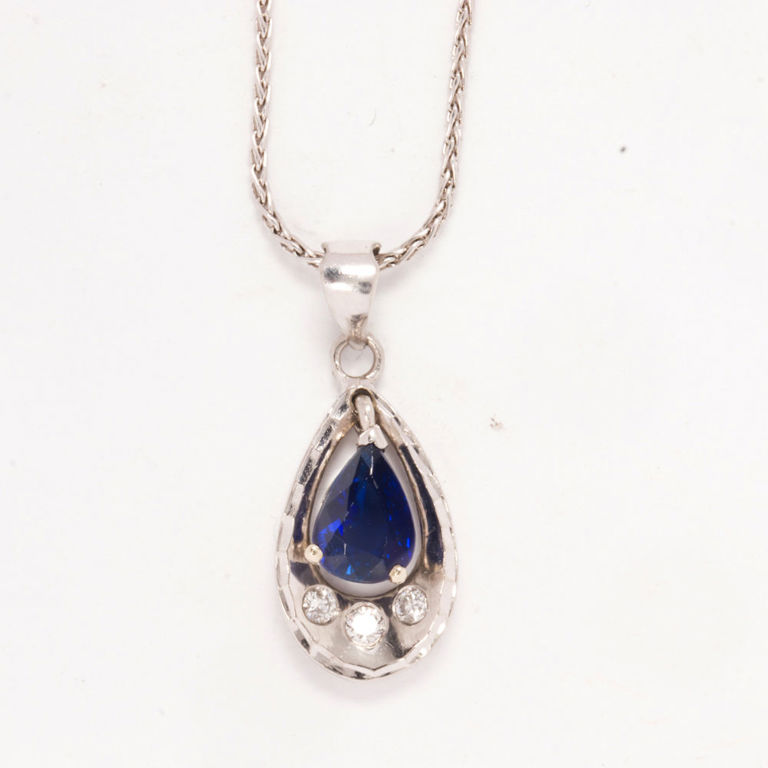 Platinum Sapphire and Diamond Necklace