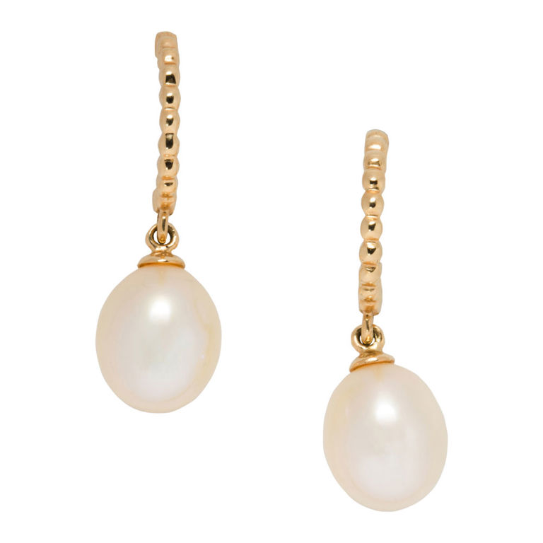 14k Gold Cultured Pearl Drop Earrings