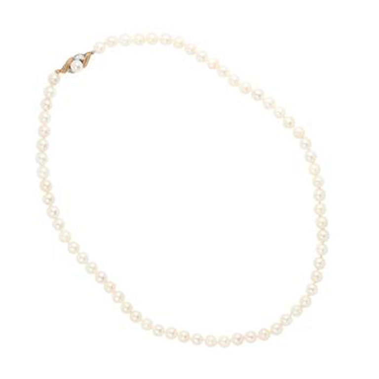 Cultured Pearl and Diamond Necklace