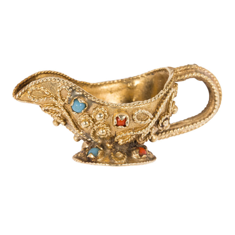 14k Gold Hardstone Cup Charm