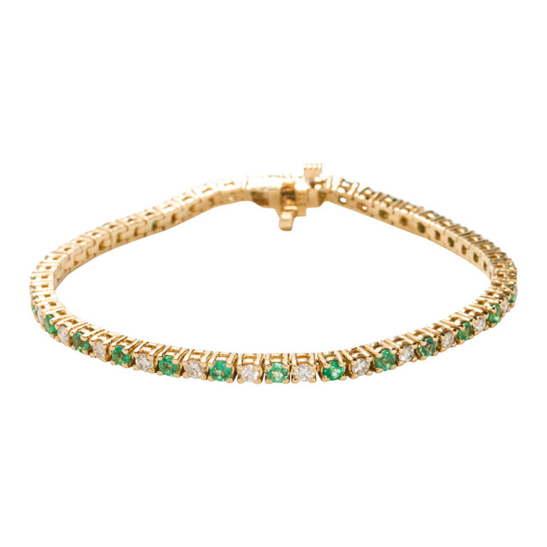 14k Gold Emerald and Diamond Bracelet