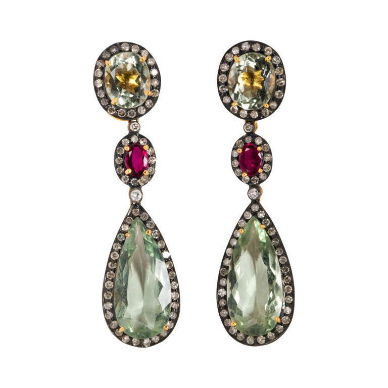 Quartz and Diamond Earrings