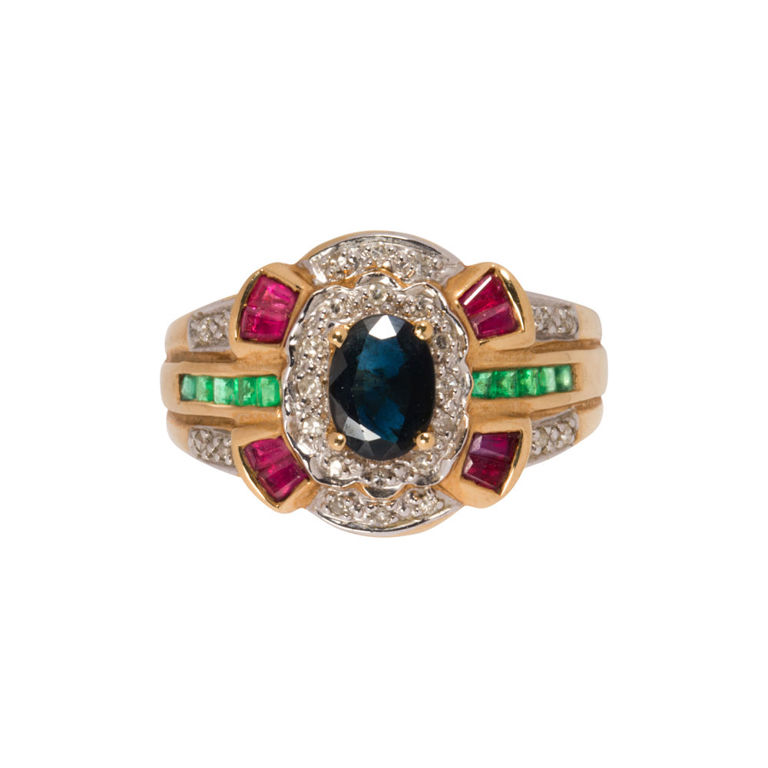 14k Gold Coral and Jade Rings