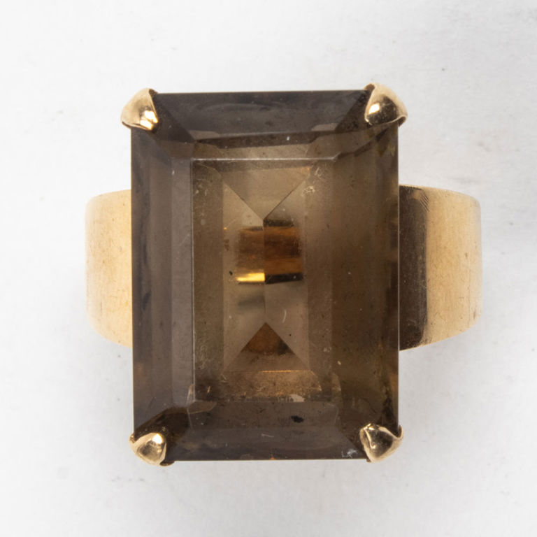 14k Gold Smokey Quartz Ring