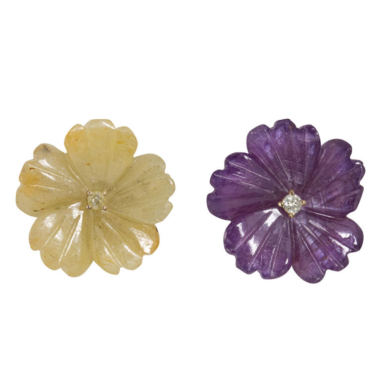 18k Gold Multi-Color Sapphire and Diamond Earrings