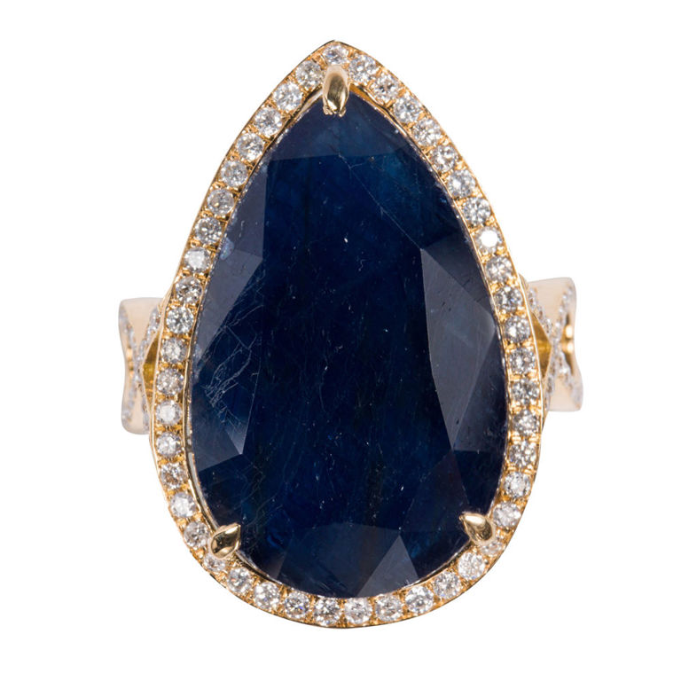 18k Gold Sapphire and Diamond Cocktail Ring