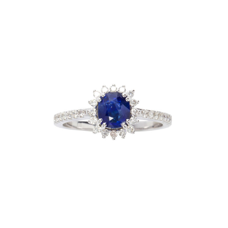 14k White Gold Sapphire and Diamond Ring