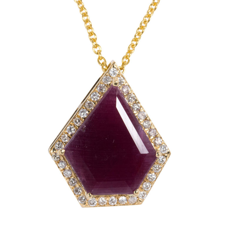 18k Gold Ruby and Diamond Necklace